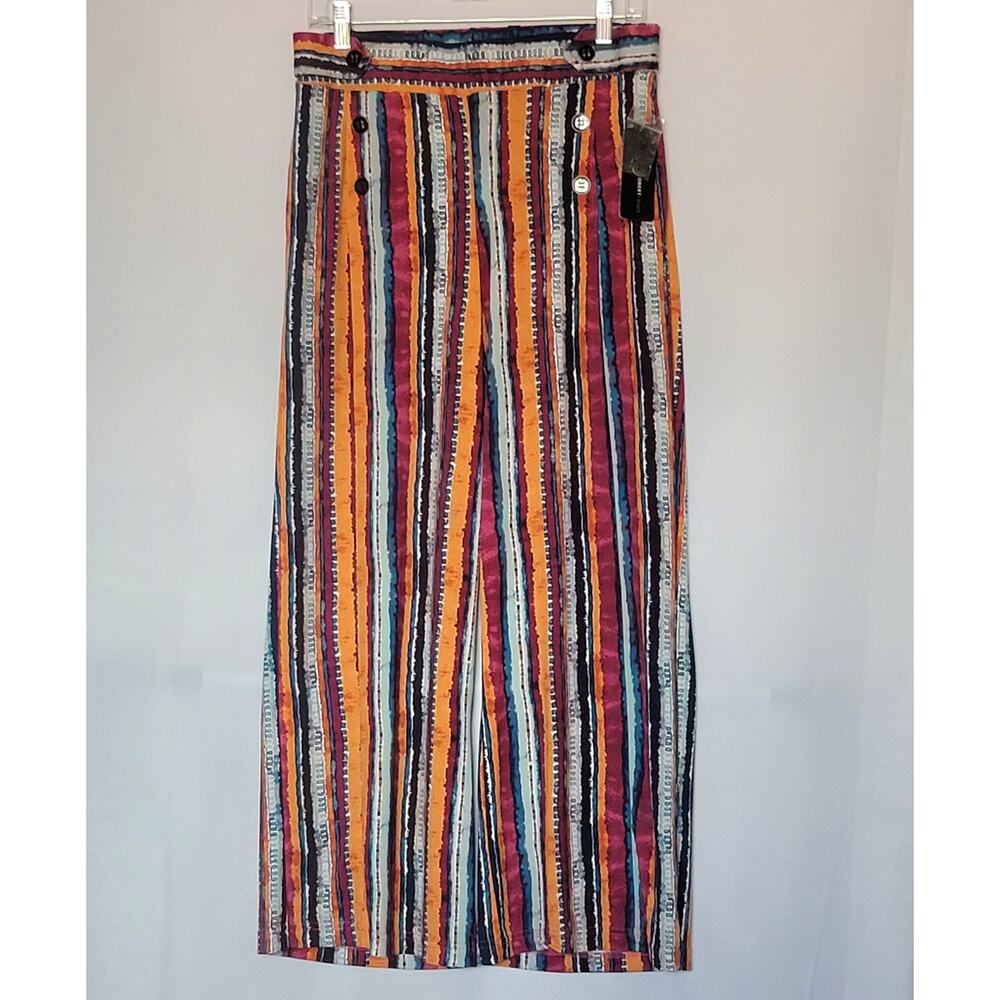 Robert Louis Women's Stretch Loose/Wide Leg Coral/Teal Pants w/ Pockets Sz: PL